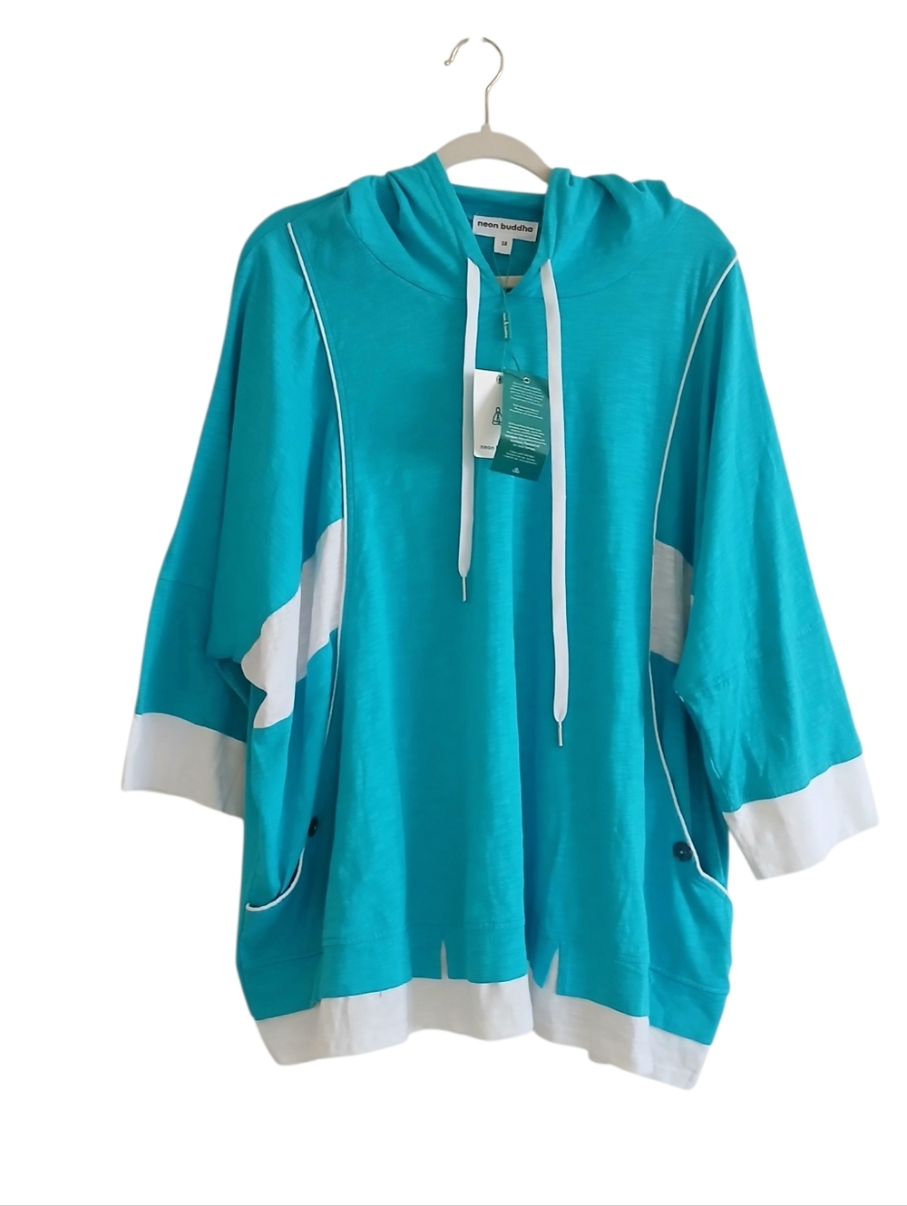 NEW NEON BUDDHA 100% Cotton Dolman Hoodie Women's 3X Lagenlook Relaxed Fit